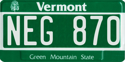 VT license plate NEG870