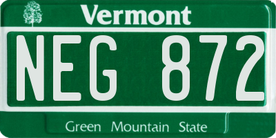 VT license plate NEG872