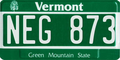 VT license plate NEG873