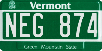 VT license plate NEG874