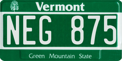 VT license plate NEG875