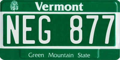 VT license plate NEG877