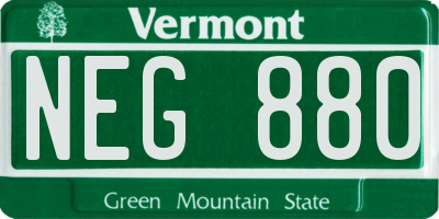 VT license plate NEG880