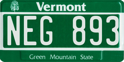 VT license plate NEG893