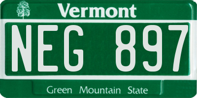 VT license plate NEG897