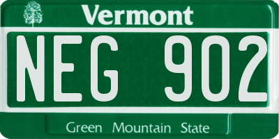 VT license plate NEG902