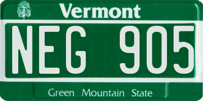 VT license plate NEG905
