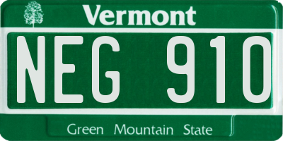 VT license plate NEG910