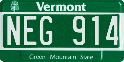 VT license plate NEG914