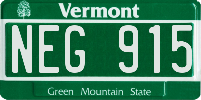 VT license plate NEG915