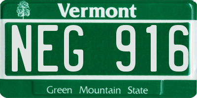 VT license plate NEG916