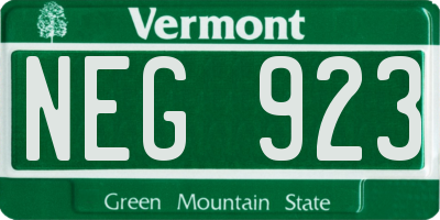 VT license plate NEG923