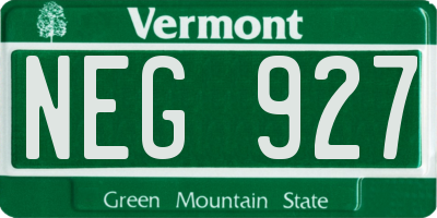 VT license plate NEG927