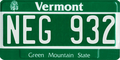 VT license plate NEG932