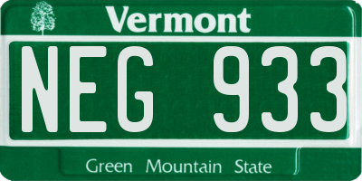 VT license plate NEG933