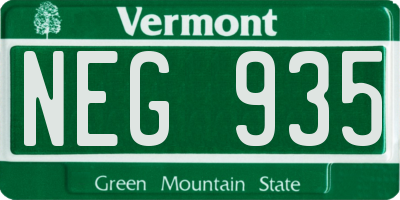 VT license plate NEG935