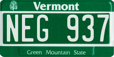 VT license plate NEG937