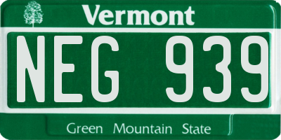 VT license plate NEG939