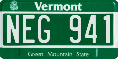 VT license plate NEG941