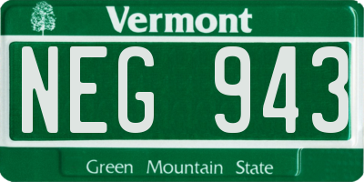 VT license plate NEG943