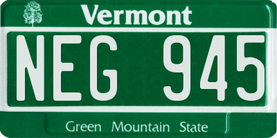 VT license plate NEG945