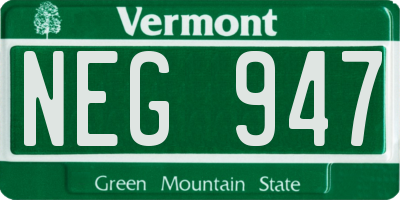 VT license plate NEG947