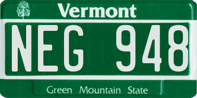 VT license plate NEG948