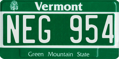 VT license plate NEG954