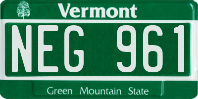 VT license plate NEG961