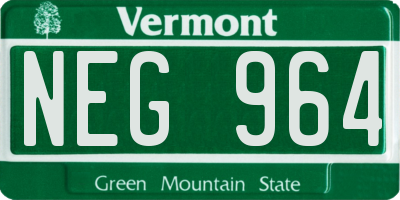 VT license plate NEG964