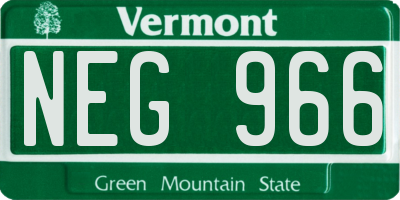 VT license plate NEG966