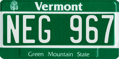 VT license plate NEG967