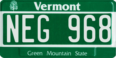 VT license plate NEG968