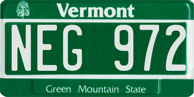 VT license plate NEG972