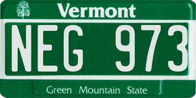 VT license plate NEG973