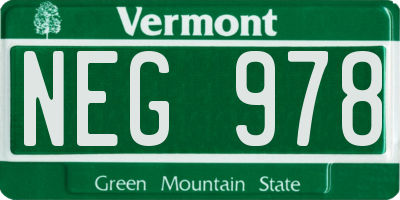 VT license plate NEG978