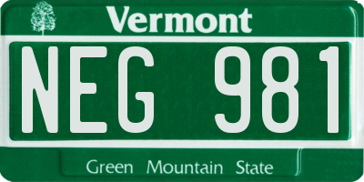 VT license plate NEG981