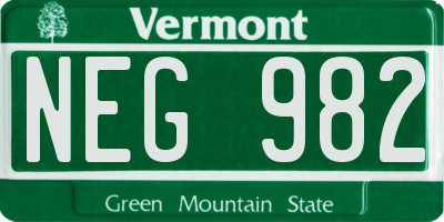VT license plate NEG982