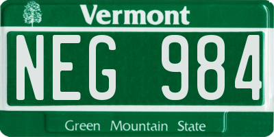 VT license plate NEG984