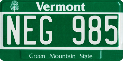 VT license plate NEG985