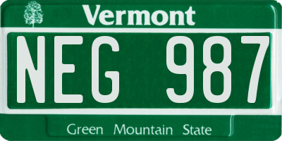 VT license plate NEG987