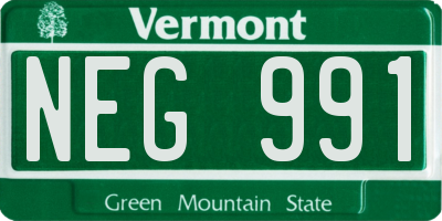 VT license plate NEG991