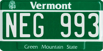 VT license plate NEG993