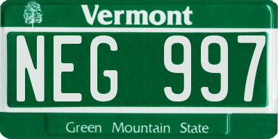 VT license plate NEG997