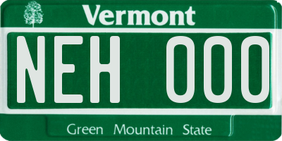 VT license plate NEH000