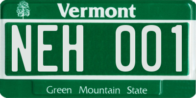 VT license plate NEH001