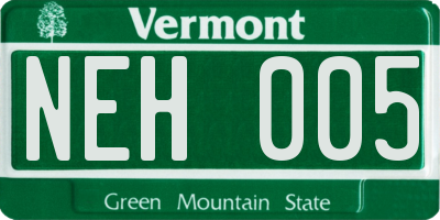 VT license plate NEH005