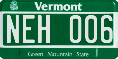 VT license plate NEH006
