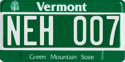 VT license plate NEH007