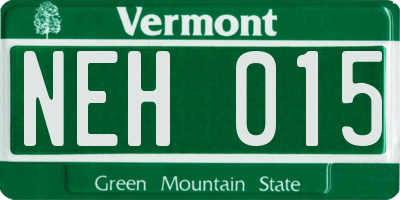 VT license plate NEH015
